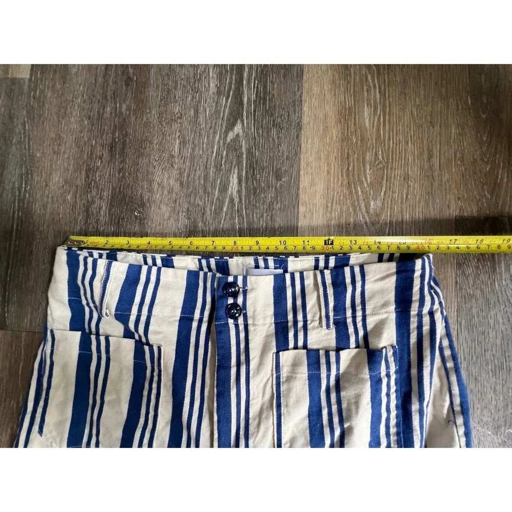Sugarlips Striped Wide Leg Pants Womens XL Blue White High Rise Pockets